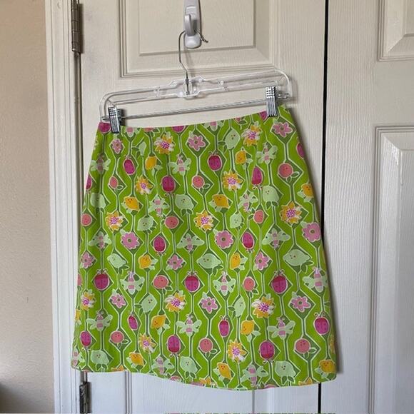 VINTAGE Lilly Pulitzer A-Maze-ing Skirt Ladybug & Bee Print Lined Women's 6 - Picture 5 of 10